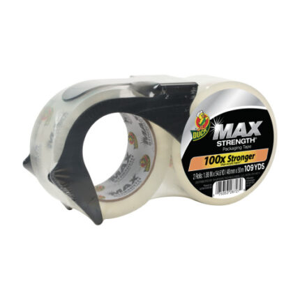 Duck Max Strength Packing Tape With Dispenser - Clear, 2 Pk, 1.88 In. X 54.6 Yd.