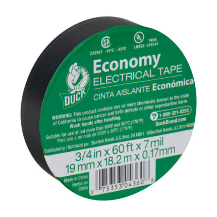 Duck Brand Economy Electrical Tape - Black, .75 In. X 60 Ft. X 7 Mil.