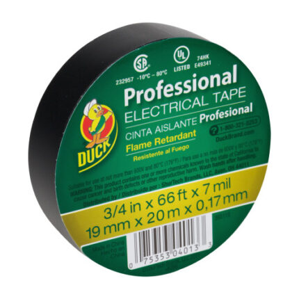 Duck Brand Professional Electrical Tape- Black, 3/4 In. X 66 Ft. X 7 Mil.