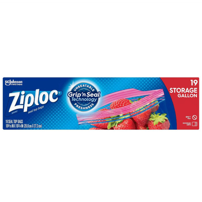 ZIPLOC FREEZER BAG 19CT GRIP N SEAL STRONG 1GL - Image 1