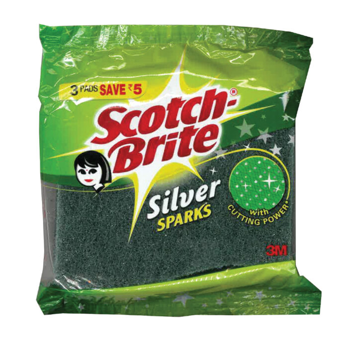 SCOTCH BRITE SCOURING PADS 3PK SILVER - Image 1