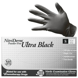 GLOVE EXAM NITRILE BLACK SM