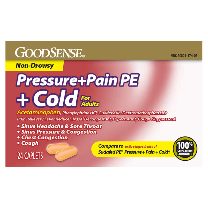 Goodsense Pressure + Pain Pe Cold Non Drowsy Caplets 24 Ct - Image 1
