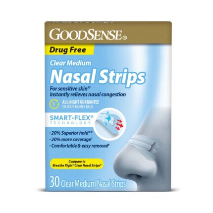 Goodsense Nasal Strips Latex Free Double Bridge Medium Clear 30 Ct