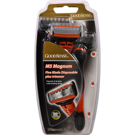 Goodsense M5 Magnum 5 Blade + Trimmer Disposables For Men 3 Ct
