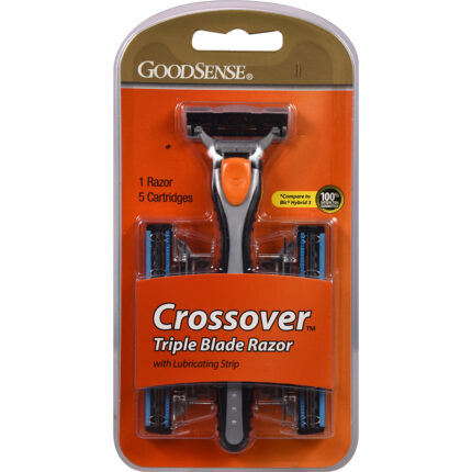 Goodsense Men'S Crossover 3 Blade Disposable Razor W/5 Cartridges