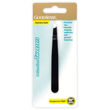 Goodsense Deluxe Slant Tip Stainless Steel Black TweezeRS 1 Ct