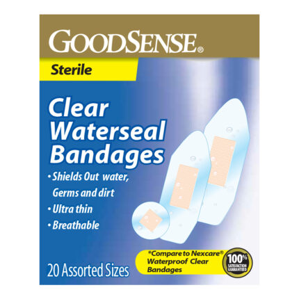 Goodsense Clear WateRSeal Bandages Assorted Sizes 20 Ct