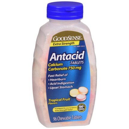 Goodsense Antacid Calcium Extra Strength Chew Tabs Asst Trop Fruit 96 Ct