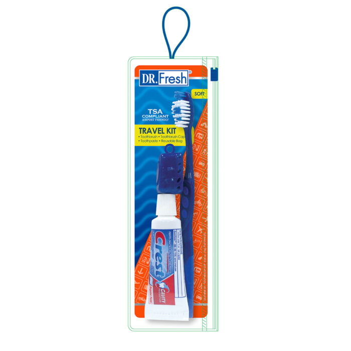 Dr. Fresh Travel Kit Toothbrush Soft/Cap/Crest Toothpaste Tsa Bag 1 Ct - Image 1