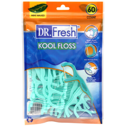 Dr. Fresh Kool Floss Picks Waxed Mint 60 Ct