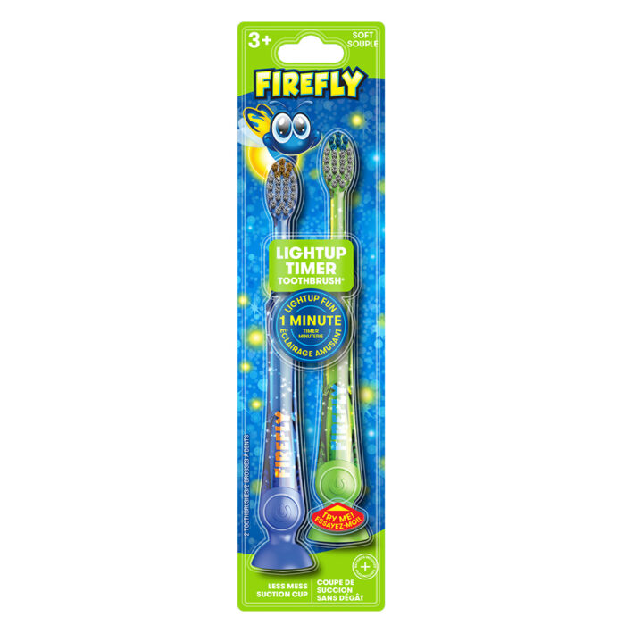 Firefly Toothbrush Suction Cup Lightup Timer Soft 2 Ct - Image 1