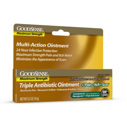 Goodsense Max Strength Triple Antibiotic Ointment + Pain Itch Scar 0.5 Oz