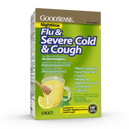 Goodsense Flu & Severe Cold And Cough Nighttime Honey Lemon 6 Ct