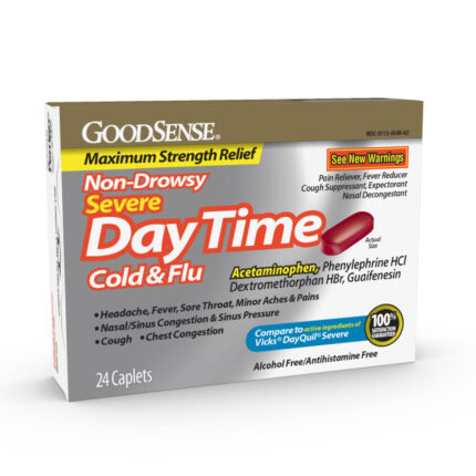 Goodsense Daytime Cold & Flu Non Drowsy Severe Caplets 24 Ct