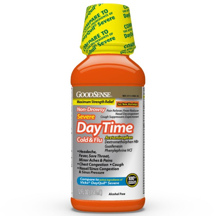 Goodsense Daytime Cold & Flu Non Drowsy Severe 12 Oz - Image 1