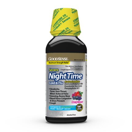 Goodsense Nighttime Severe Cold & Flu Max Strength Berry Flavor 12 Oz