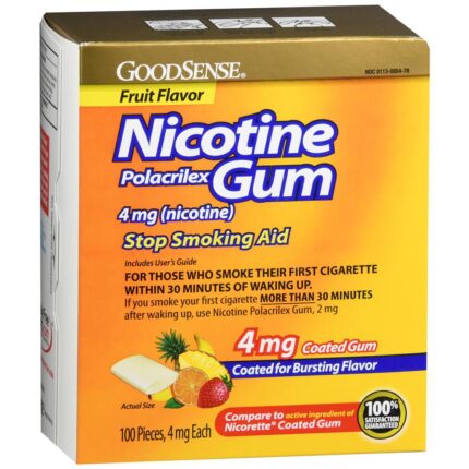 Goodsense Nicotine Gum Coated 4Mg Fruit 100 Ct