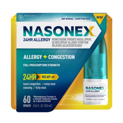 Nasonex 24Hr Allergy + Congestion Nasal Spray 60 Sprays