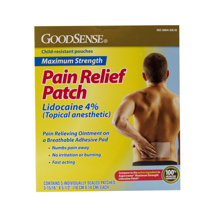 Goodsense Pain Relief Lidocaine 4% Patch Max Strength 5 Ct - Image 1