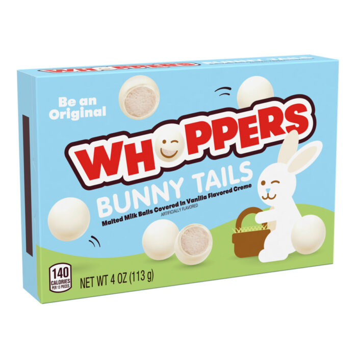 Whoppers, Malted Milk Balls In Vanilla-Flavored Creme Bunny Tails Candy Easter Box, Case Of 12, 4 Oz - Image 1