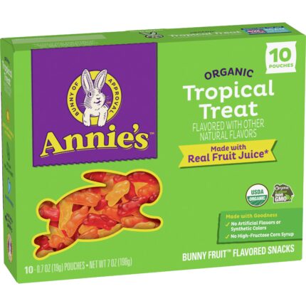 Annie'S Homegrown, Organic Bunny Fruit Flavored Snacks Tropical Treat Gluten Free, Case Of 8, 7 Oz