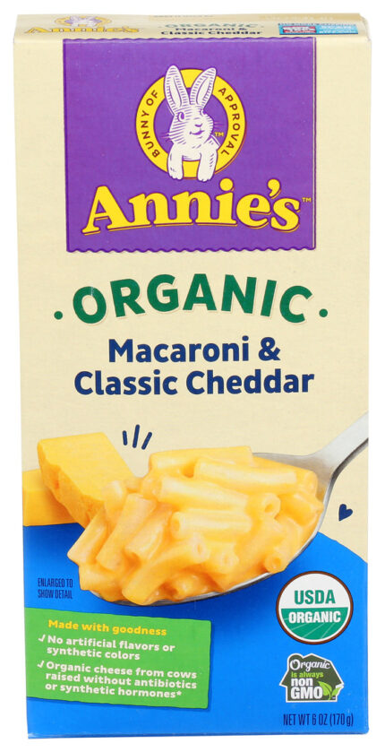 Annie'S Homegrown, Organic Macaroni And Classic Cheddar, Case Of 12, 6 Oz