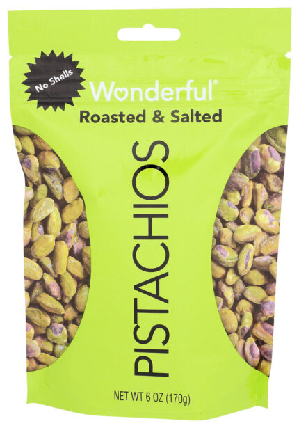 Wonderful, No Shells Roasted And Salted Nuts Resealable Pouch, Case Of 10, 6 Oz