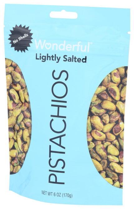 Wonderful Pistachios, No Shells Pistachios Roasted And Lightly Salted, Case Of 10, 6 Oz