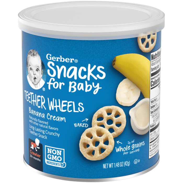 Gerber, Snacks For Baby Teether Wheels Banana Cream Canister, Case Of 6, 1.48 Oz - Image 1