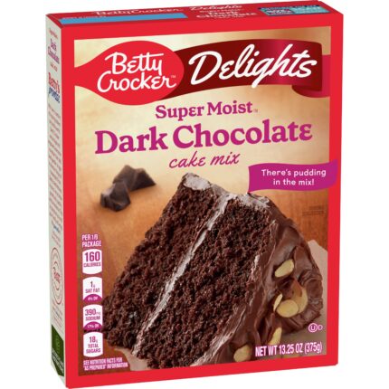 Betty Crocker, Delights Super Moist Dark Chocolate Cake Mix, Case Of 12, 13.25 Oz