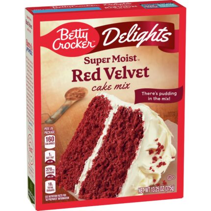 Betty Crocker, Delights Super Moist Red Velvet Cake Mix, Case Of 12, 13.25 Oz