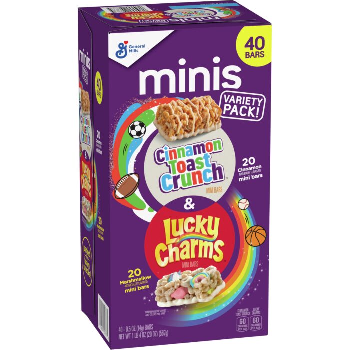 General Mills, Lucky Charms Cinnamon Toast Crunch Minis Treat Bars Variety Pack, Case Of 4, 40-.5 Oz/20 Oz - Image 1