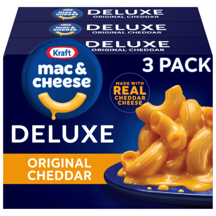 Kraft, Macaroni And Cheese Deluxe Original Cheddar 3 Pack, Case Of 8, 42 Oz