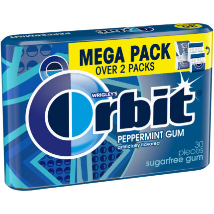 Orbit, Mega Pack Sugar-Free Peppermint Gum 30 Pieces, Case Of 6, 2.01 Oz