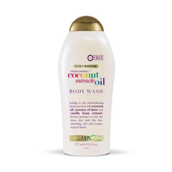Ogx, Ultra Moisture Extra Creamy Coconut Miracle Oil Body Wash, Case Of 4, 19.5 Fl Oz - Image 1