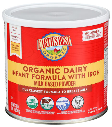 Earth'S Best, Organic Dairy Infant Formula With Iron Milk-Based Powder, Case Of 4, 21 Oz