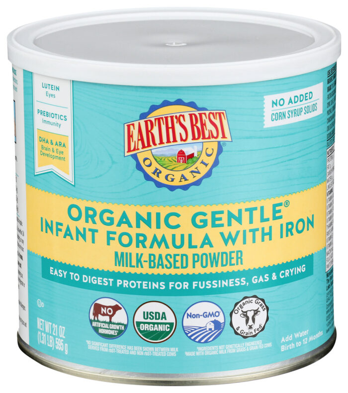 Earth'S Best, Organic Gentle Infant Formula With Iron Milk-Based Powder, Case Of 4, 21 Oz - Image 1