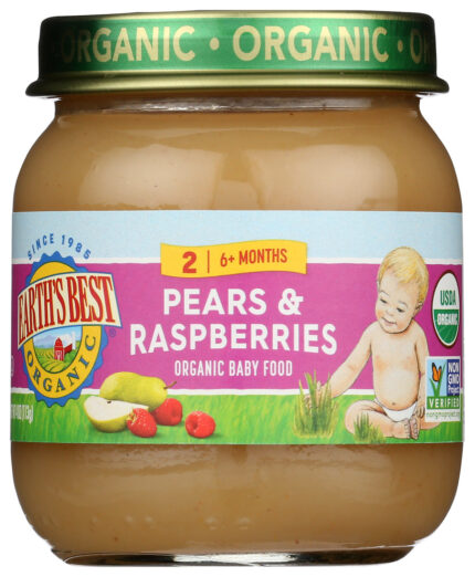 Earth'S Best, Baby Food Stage 2 Pears & Raspberry Organic, Case Of 10, 4 Oz