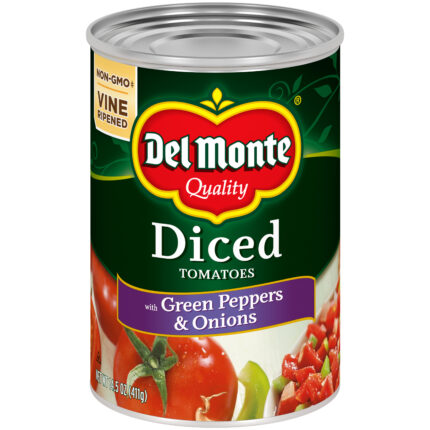 Del Monte, Diced Tomatoes With Green Peppers And Onion, Case Of 12, 14.5 Oz