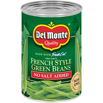 Del Monte, No Salt Added French Style Green Beans Can, Case Of 24, 14.5 Oz