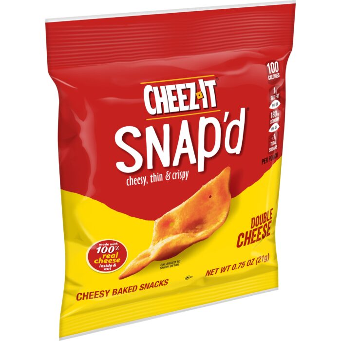 Cheez-It, Snap'D Cheesy Thin & Crispy Baked Snacks Double Cheese, Case Of 48, .75 Oz - Image 1