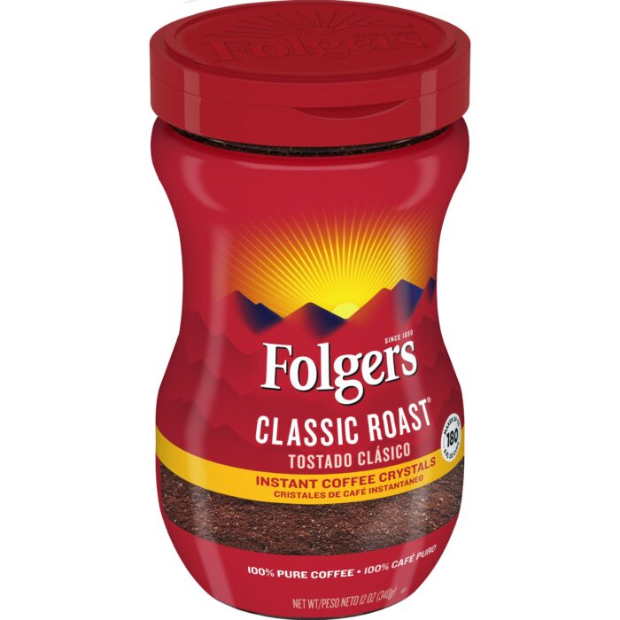 Folgers, Regular Instant Coffee Classic Roast, Case Of 6, 12 Oz - Image 1