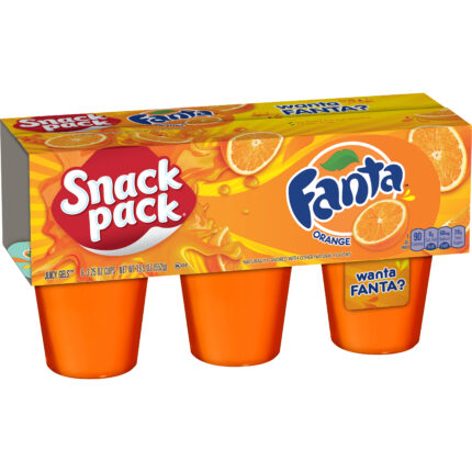 Snack Pack, Fanta Orange Juicy Gels Gelatin, Case Of 8, 19.5 Oz