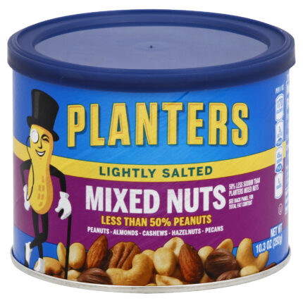 Planters, Less Than 50% Peanuts, With Peanuts, Almonds, Cashews, Hazelnuts And Pecans, Case Of 12, 10.3 Oz
