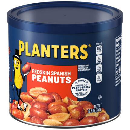 Planters, Redskin Spanish Peanuts Canister, Case Of 6, 12.5 Oz