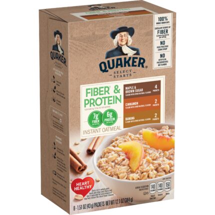 Quaker, Select Starts Fiber And Protein Instant Oatmeal Varieyt Pack, Case Of 12, 12.6 Oz