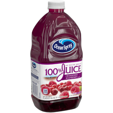 Ocean Spray, 100% Juice Cranberry Raspberry, Case Of 8, 64 Fl Oz