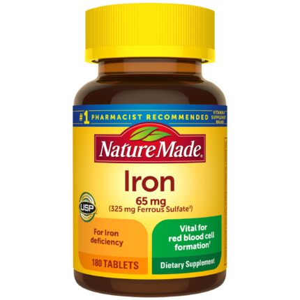 Nature Made, Iron Ferrous Sulfate 65 Mg Tablets, Case Of 3, 180 Ct