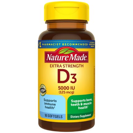 Nature Made, Vitamin D3 125 Mcg Extra Strength Softgels, Case Of 3, 90 Ct